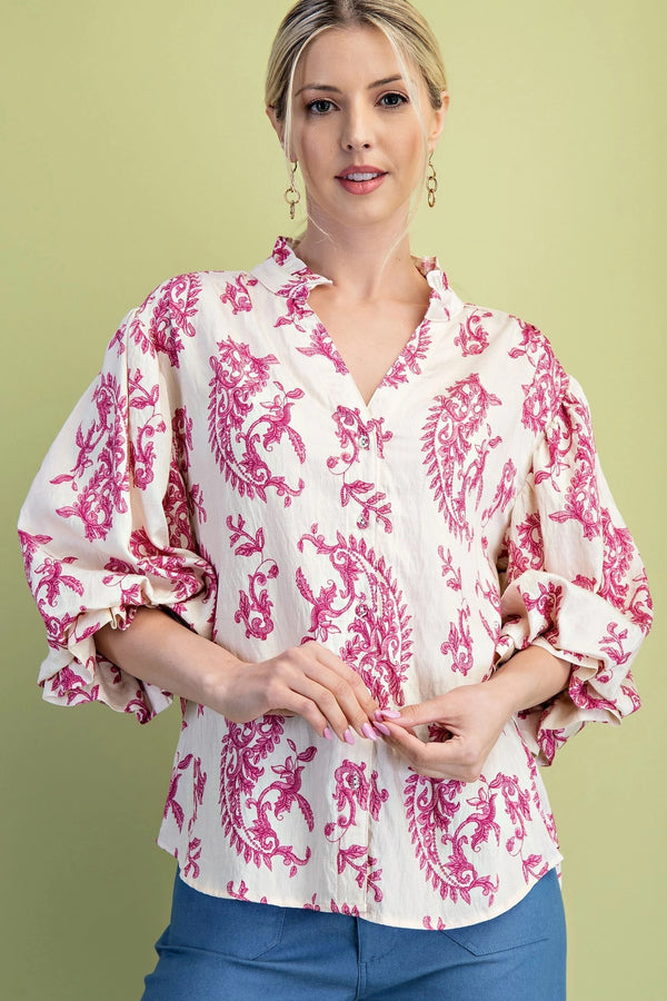 Paisley Button Down Blouse