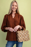 Gathered Balloon Sleeve Blouse