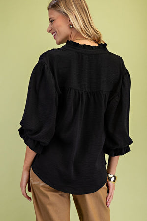 Gathered Balloon Sleeve Blouse