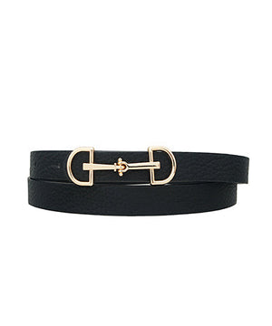 Horsebit Buckle Skinny Belt