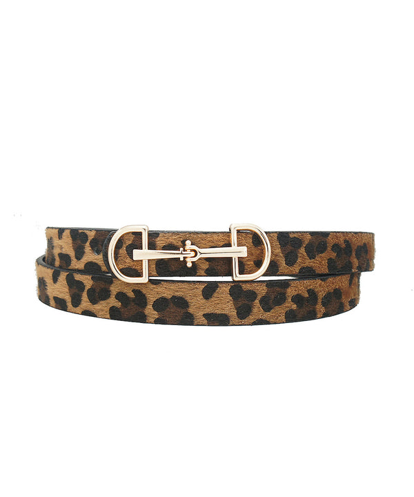 Horsebit Buckle Skinny Belt