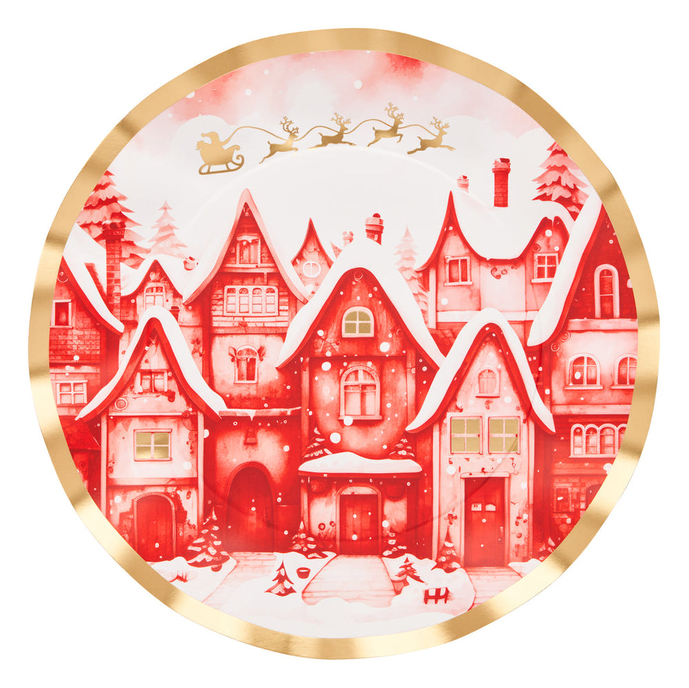 Wavy Dinner Plate Christmas Village/8pkg