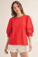 Lace Puff Solid Top
