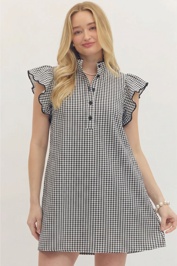 Stretch Gingham Mini Dress
