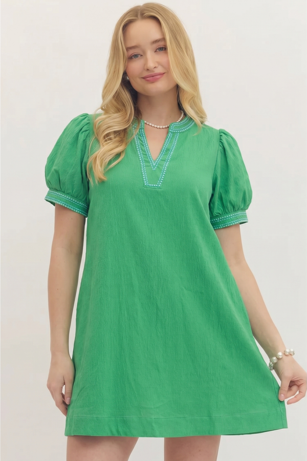 Crinkled Solid Shift Mini Dress