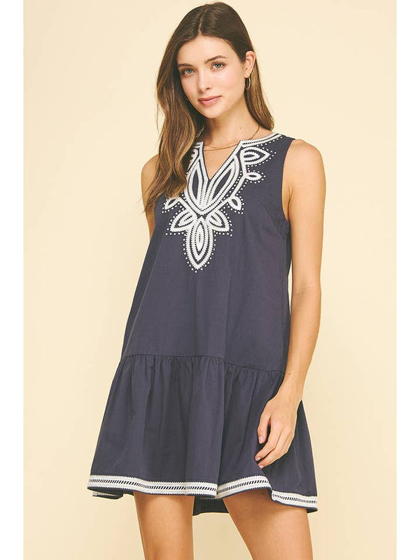 Embroidered Mini Dress