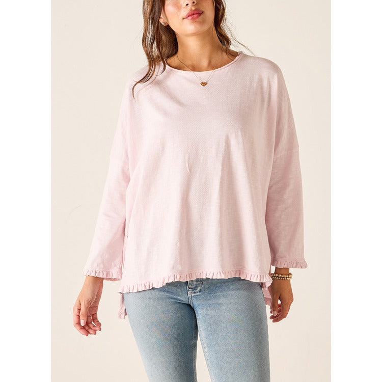 Catalina Ruffle Tee - Rose Quartz