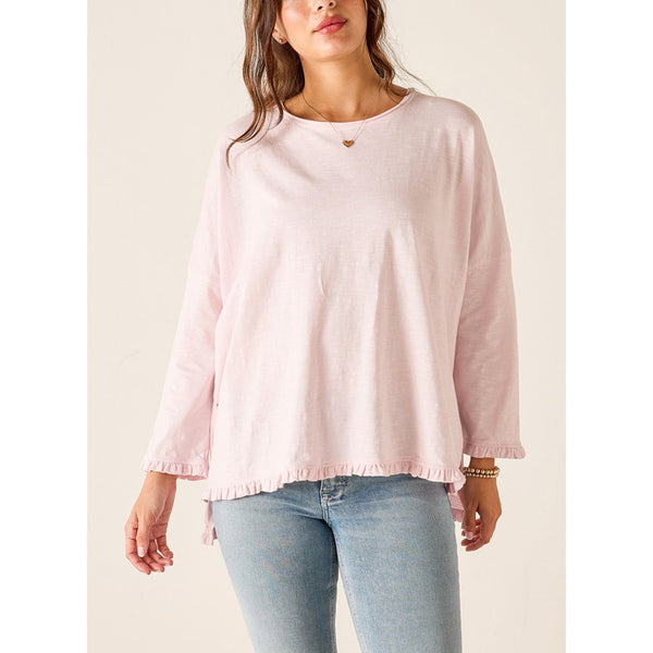 Catalina Ruffle Tee - Rose Quartz