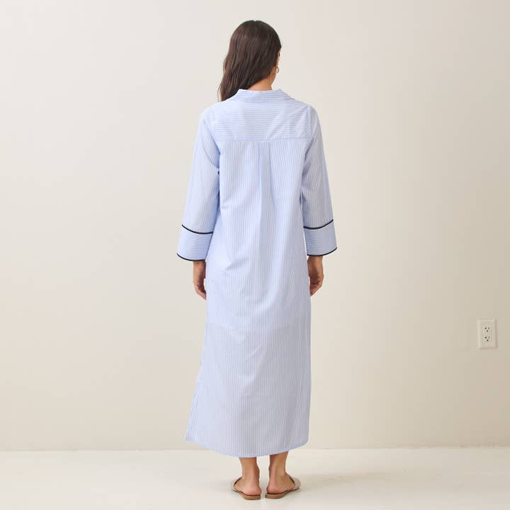 Contrast Pin Stripe Cotton Maxi Dress