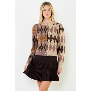 Argyle Gold Button Sweater