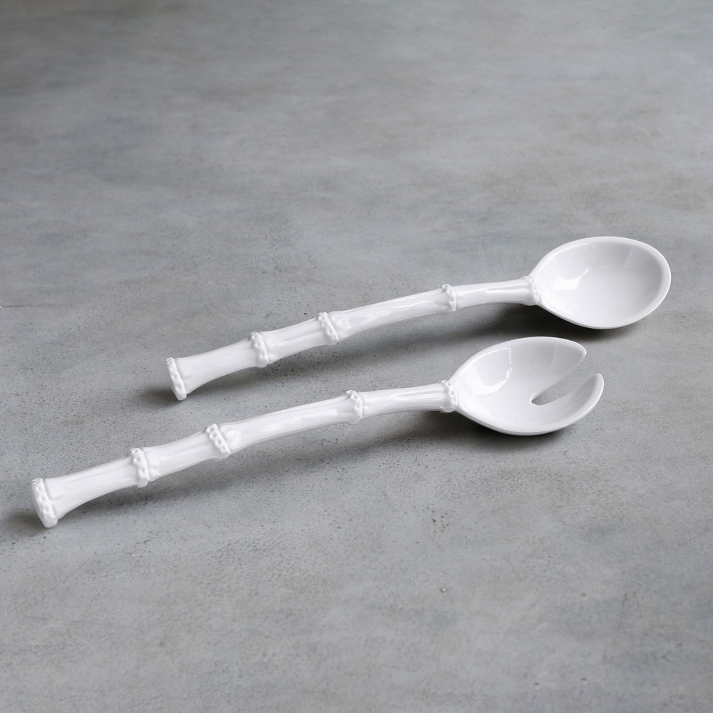 VIDA Bamboo Lg Salad Servers (White)