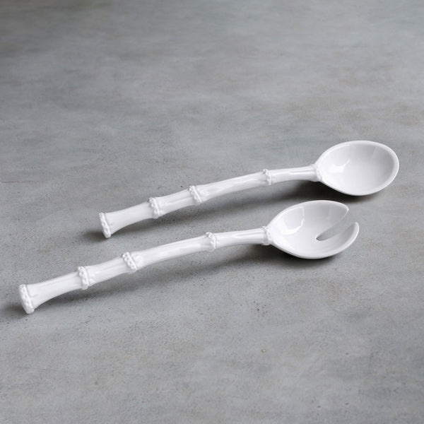 VIDA Bamboo Lg Salad Servers (White)