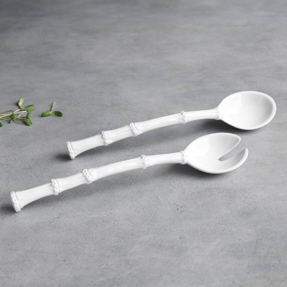 VIDA Bamboo Lg Salad Servers (White)