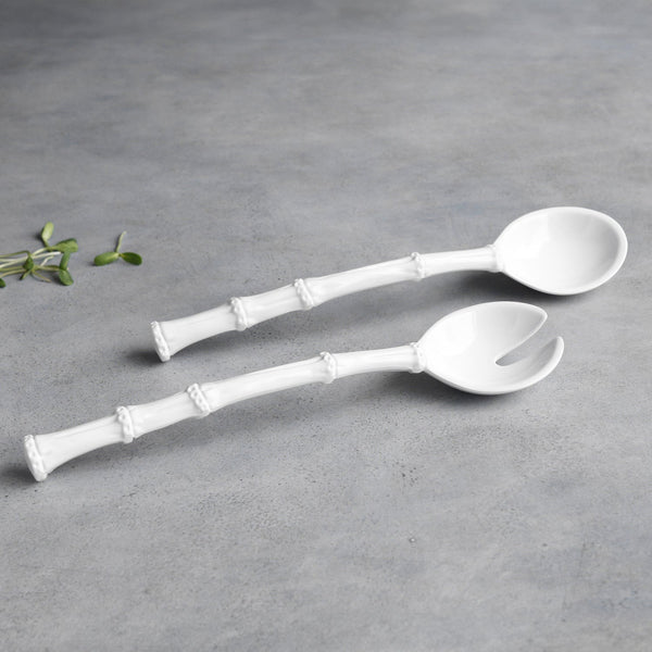 VIDA Bamboo Lg Salad Servers (White)
