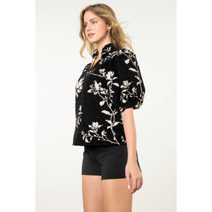 Chenille Puff Sleeve Top