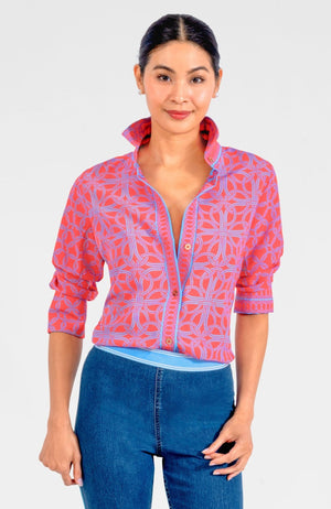 Boyfriend Shirt - Coral Ring Toss