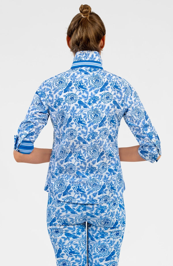 Boyfriend Shirt - Smell the Roses Blues