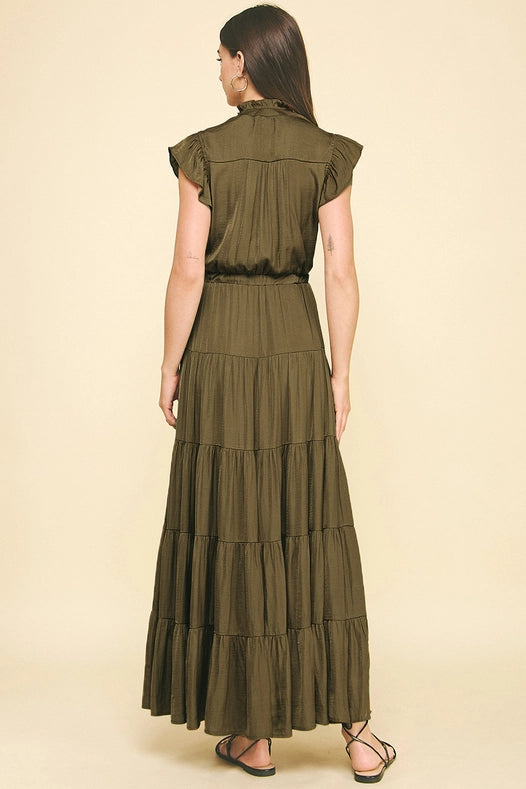 Satin Tiered Maxi Dress