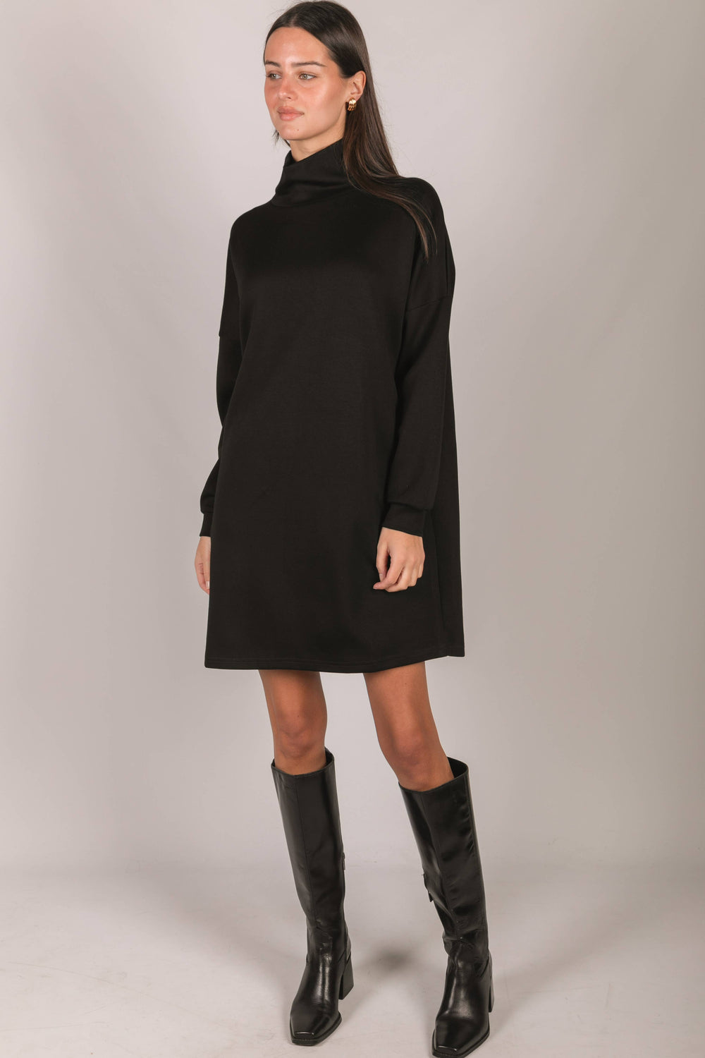 Butter Modal Mock Neck Long Sleeve Mini Dress