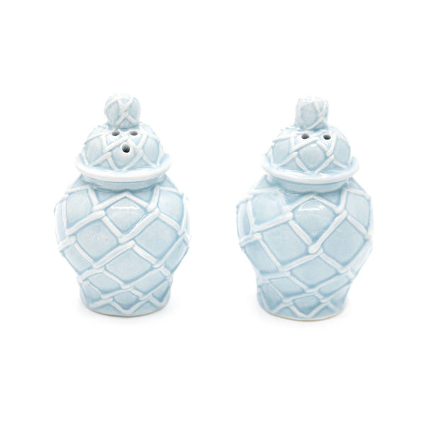 Light Blue Textured Jar Salt & Pepper Shaker Boxed Set