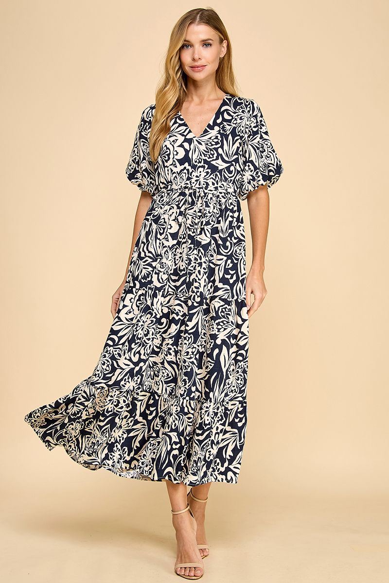 Abstract Floral Midi Dress