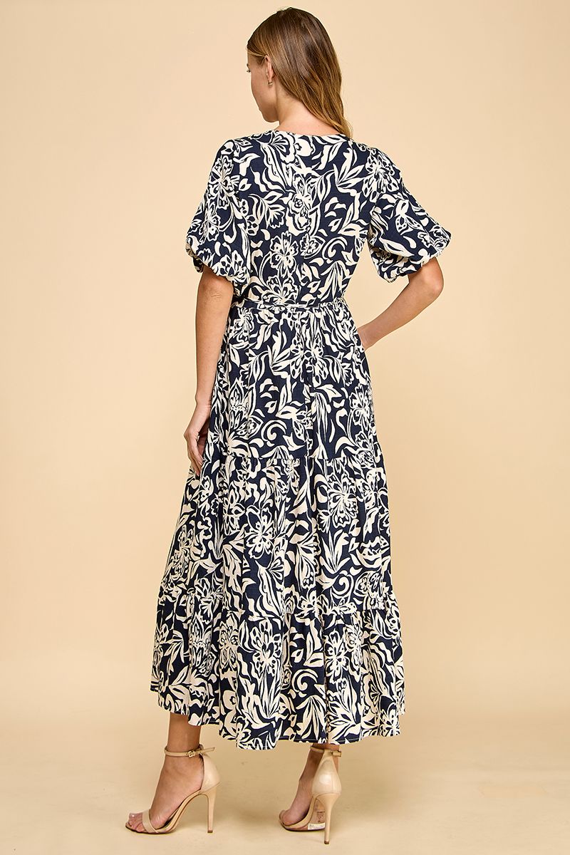 Abstract Floral Midi Dress