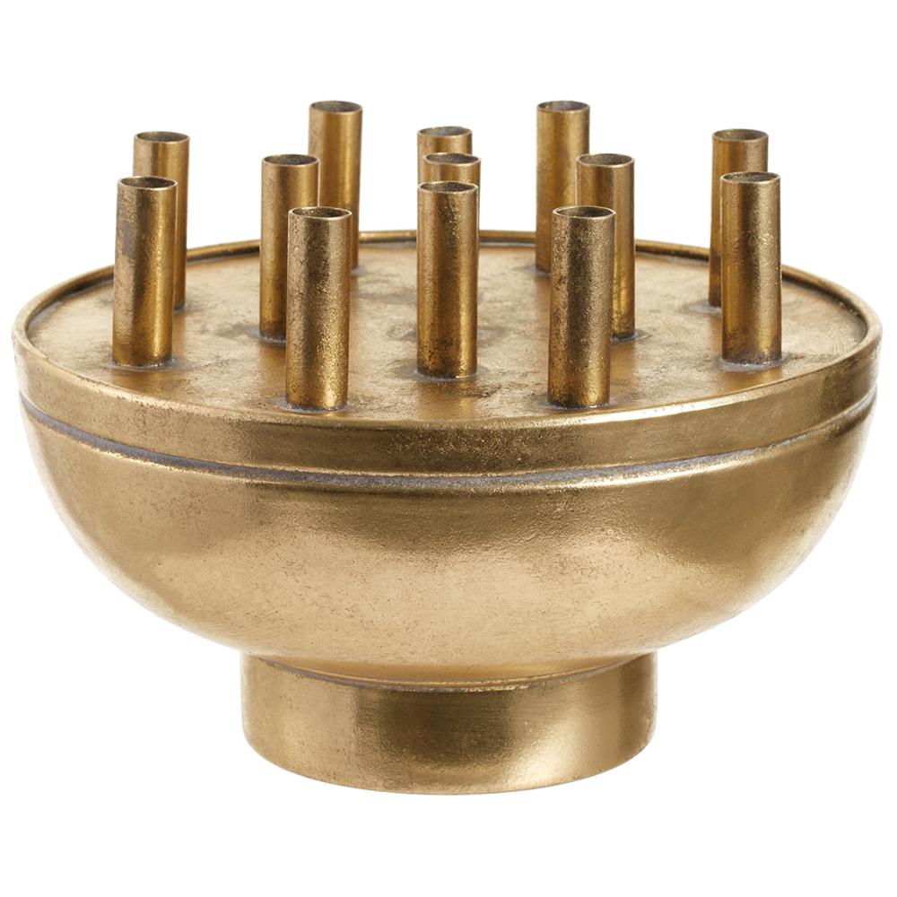 8" Metal Tulip Planter Gold Antique