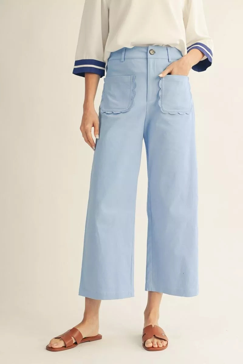 High Waist Scallop Edge Pant