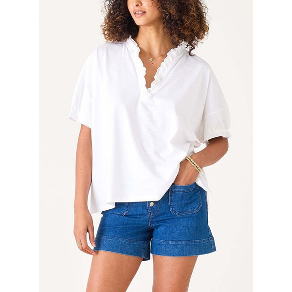 Amelia Ruffle Tee - White