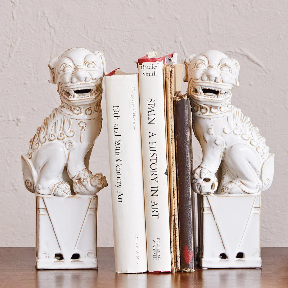 Stoneware Lion Foo Dog Set