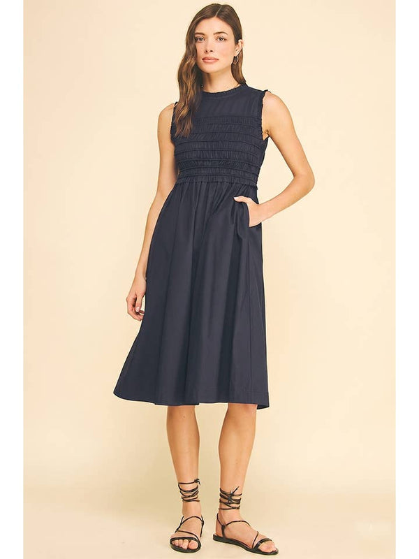 Smocking Detailed Midi Dress