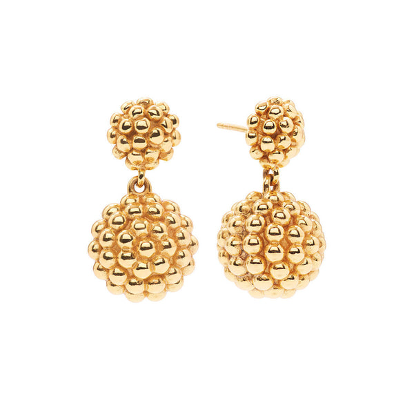 Berry Double Drop Earrings in Gold