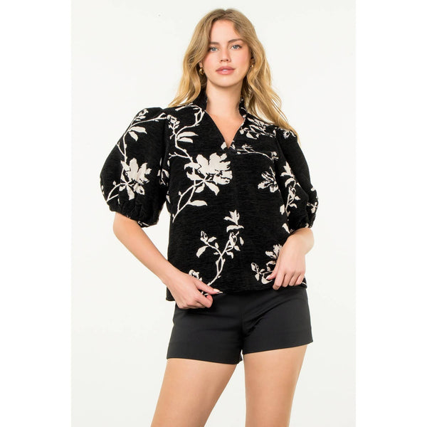 Chenille Puff Sleeve Top