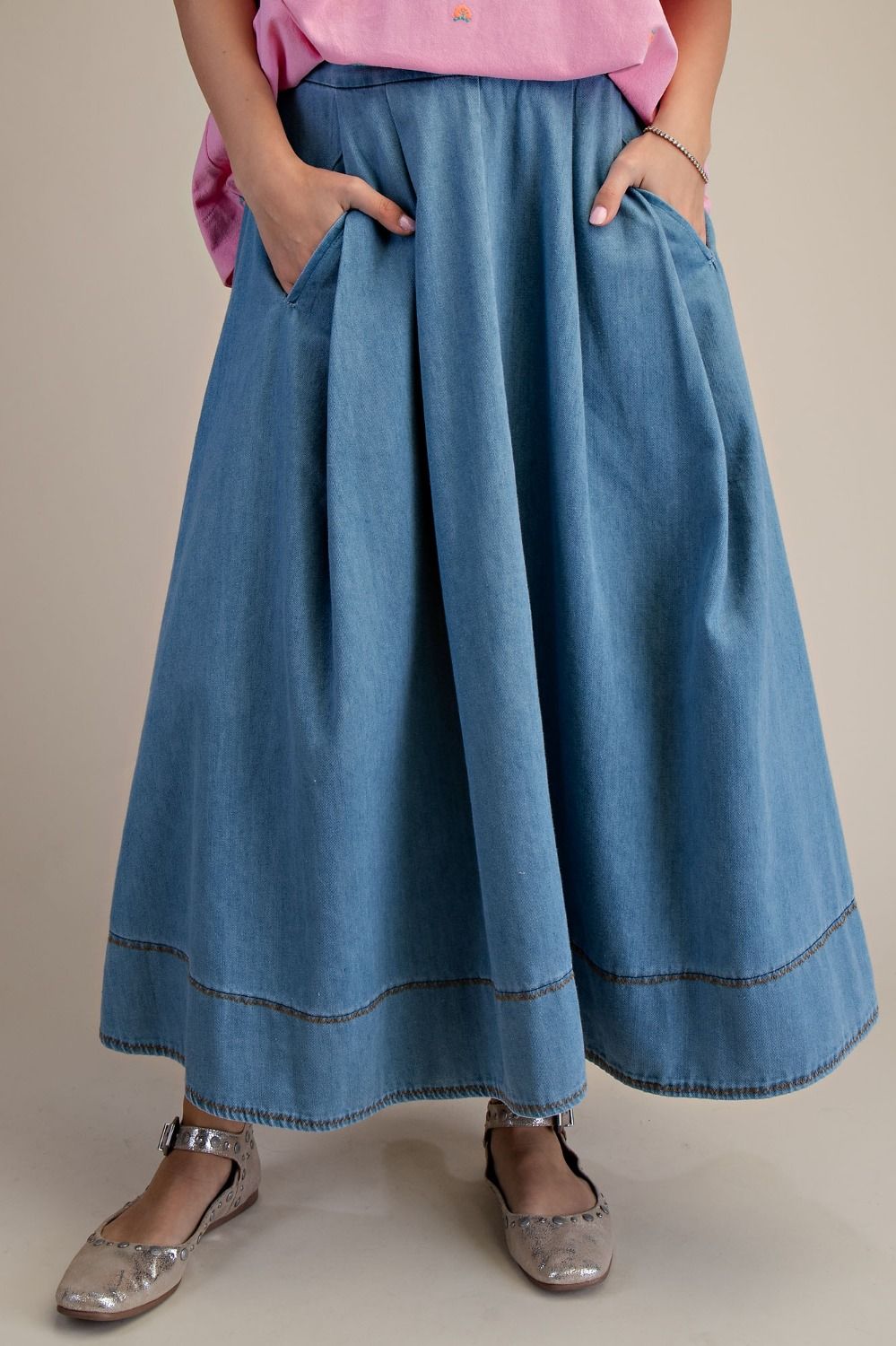 Washed Denim Skirt