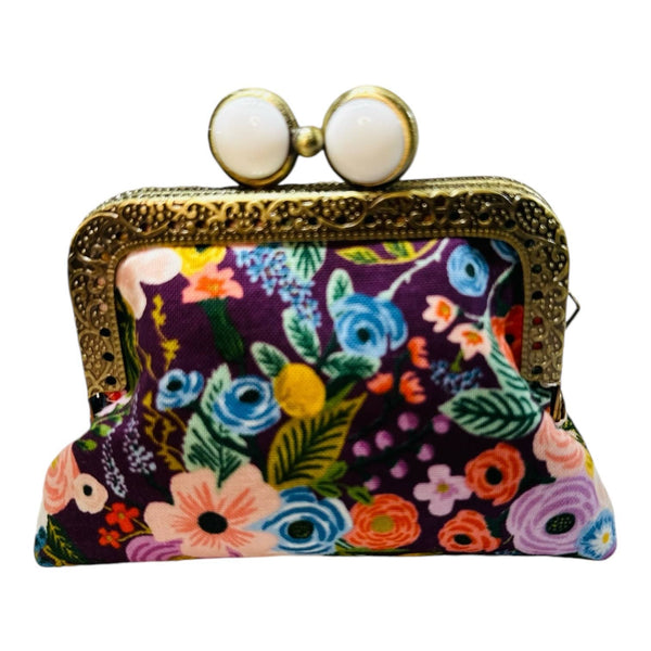 Kiki & Syds Mini Clutch Coin Purse - Petite Floral Plum