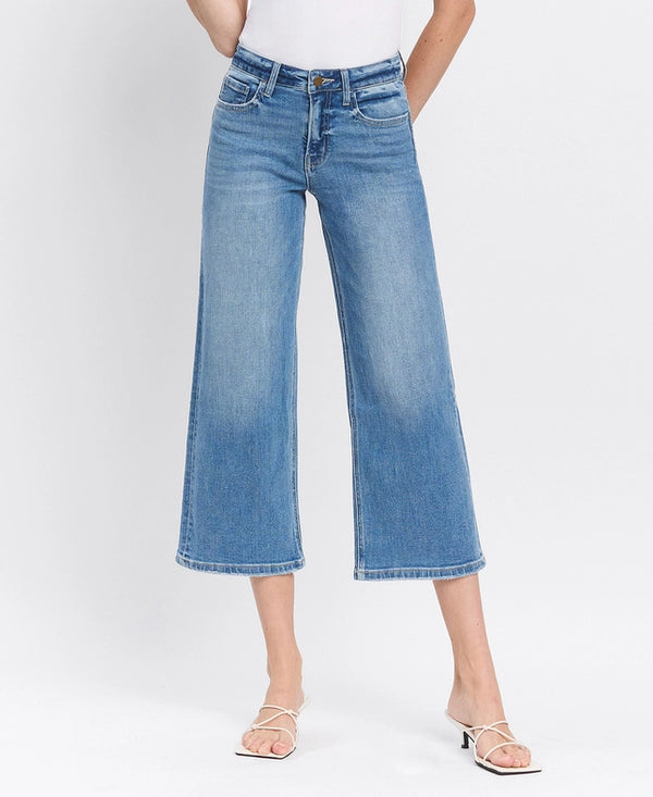 High Rise Crop Wide Leg Jeans
