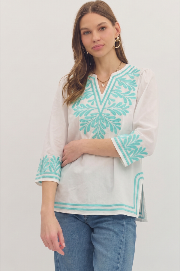 Notched V-Neck Top