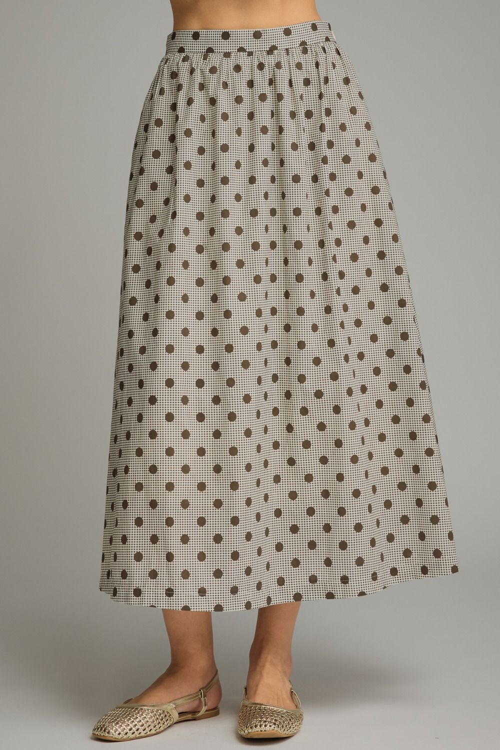 Gingham Polka Dot Midi Skirt