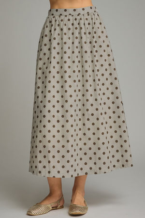 Gingham Polka Dot Midi Skirt