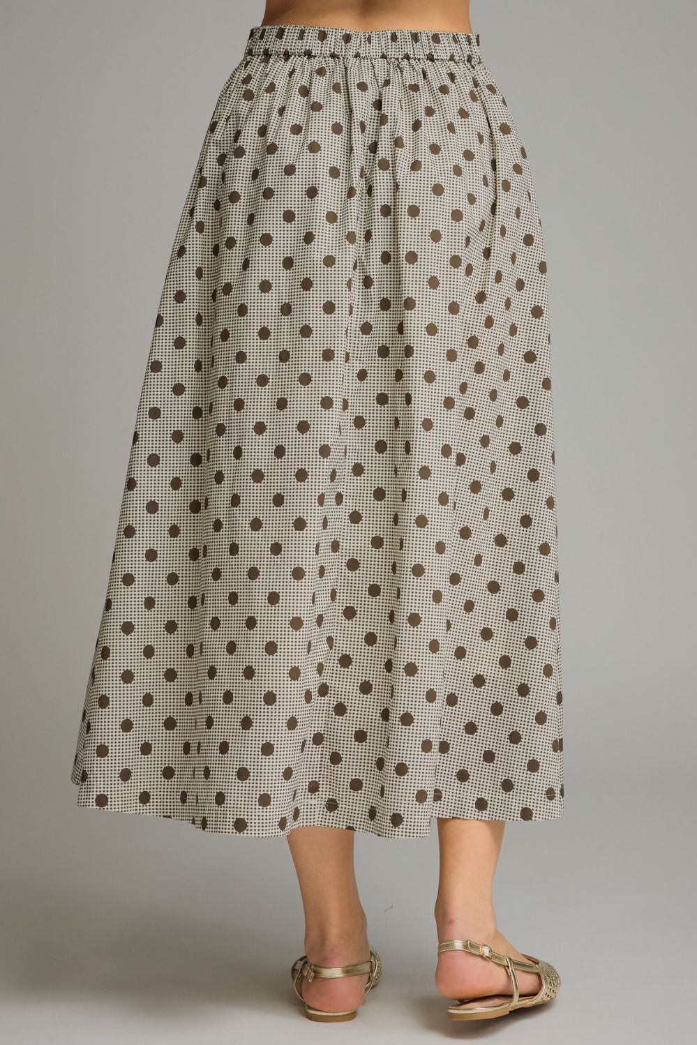 Gingham Polka Dot Midi Skirt