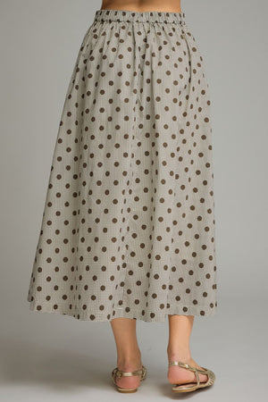 Gingham Polka Dot Midi Skirt