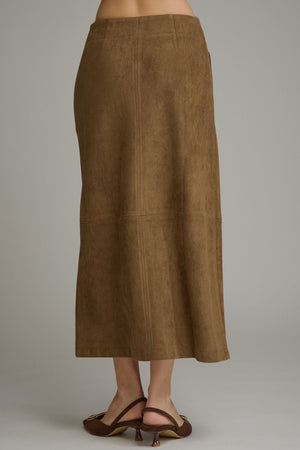 Horsebit Suede Midi Skirt