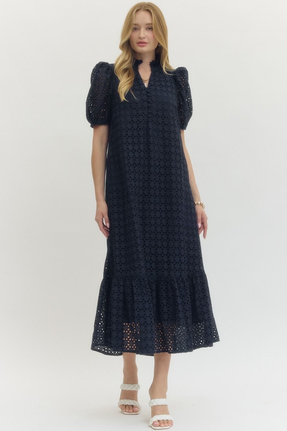 Eyelet Midi Dress