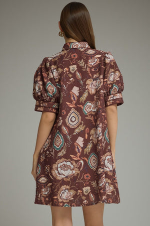 Wine Floral Mini Dress