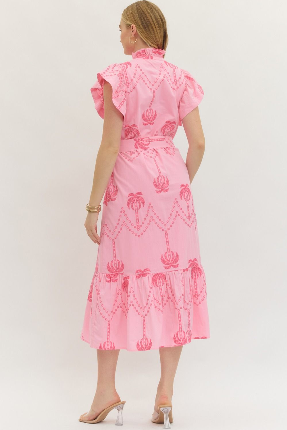 Pink Palm Midi Dress