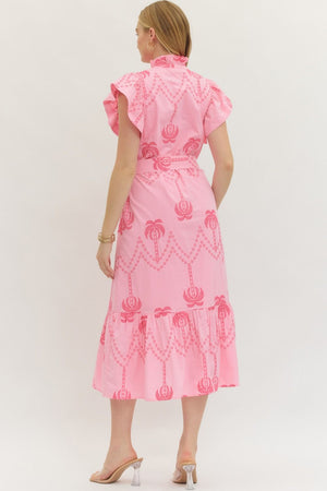 Pink Palm Midi Dress