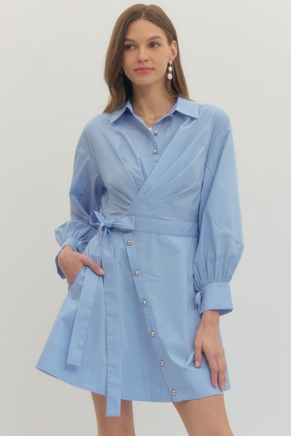 Collar Wrap Mini Dress