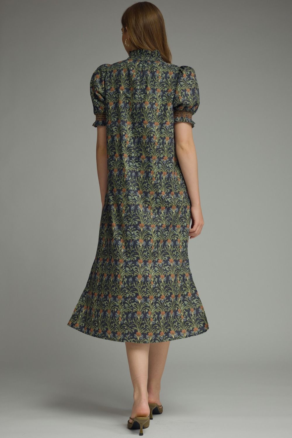 Fall Floral Print Midi Dress