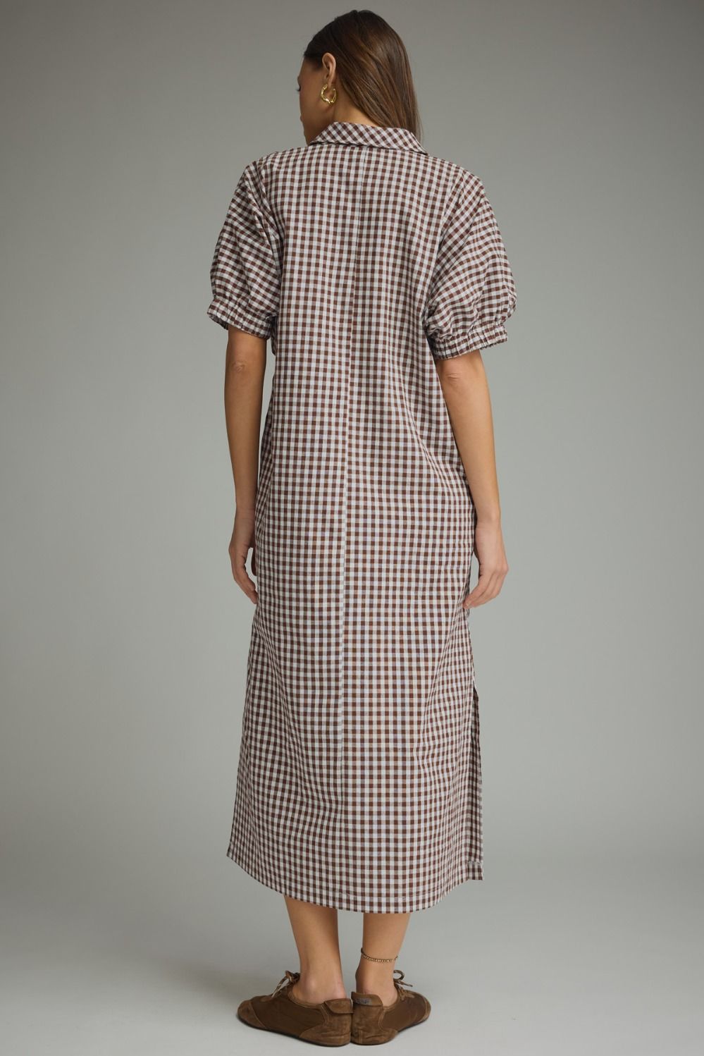 Gingham V-Neck Midi Dress