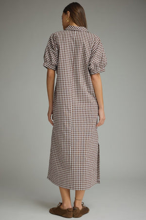 Gingham V-Neck Midi Dress